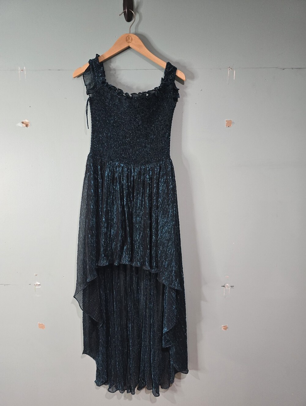 Carolinr Constas Hi-Low Teal Lame Dress Size S
